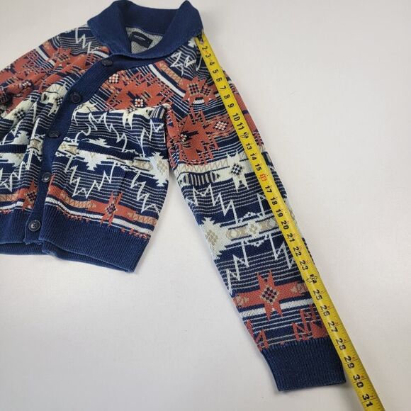 Lucky Brand Southwestern Print Shawl Cardigan Aztec Tribal Mens L Chunky Heavy - Picture 10 of 14